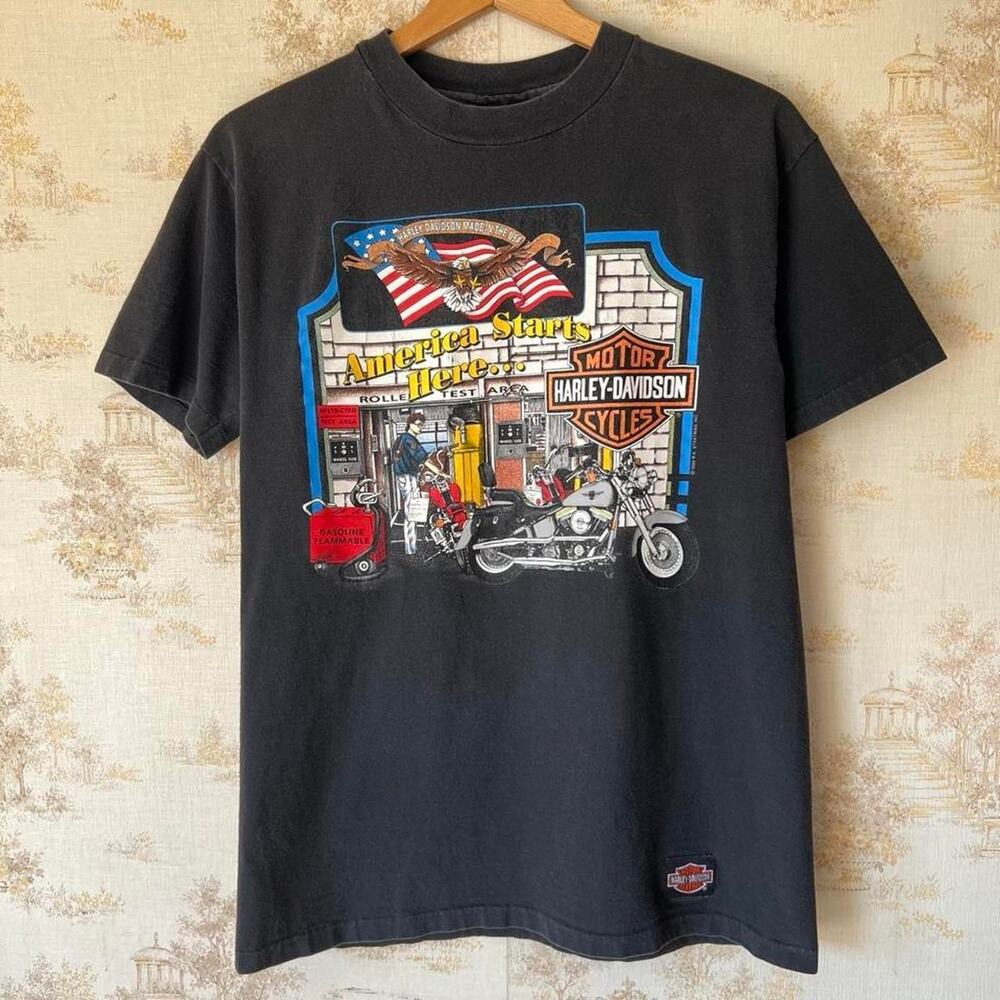 Vintage 90s Harley-Davidson Tee | America Starts Here | York PA | L